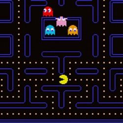 Classic arcade game featuring Pac-Man navigating mazes.