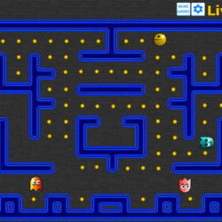 Pac-Man arcade game, maze chase, retro gaming, classic arcade.