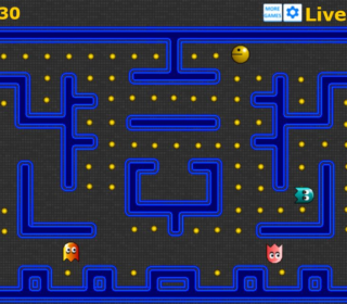 Pac-Man arcade game, maze chase, retro gaming, classic arcade.