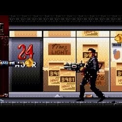 Futuristic cityscape with intense gunfight scene from Cyberpunk 2077.