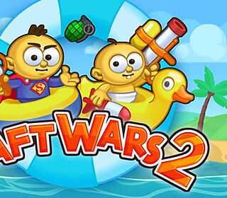 Explosive raft battles in Raft Wars 2 with fun characters and water battles.