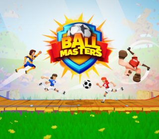 Soccer players in colorful uniforms on a wooden field during a match.