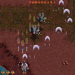 Classic alien invasion arcade game with spaceship shooting enemies.
