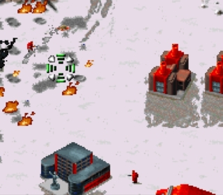 Retro pixelated real-time strategy game.
