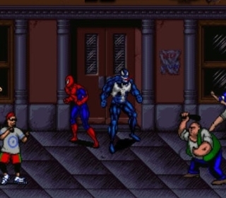 Iconic fighting game characters in a classic battle scene.
