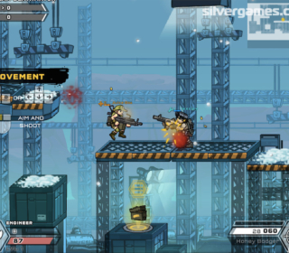 Intense side-scrolling sniper shooting game with tactical gameplay and pixel art graphics.