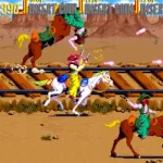 Horse riding cowboy adventure game with shooters and wild west theme.
