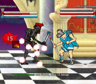 Skeleton vs The Fearful Prisoner battle gameplay.
