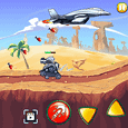 Explosive tank battle game with missile attacks and desert landscape.