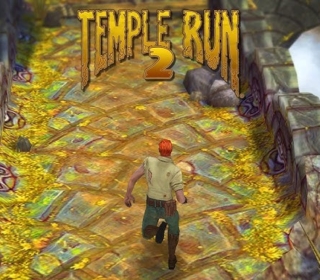 Ancient temple run game featuring a character escaping along a gold-filled path.