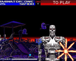 Futuristic Terminator One game with robots and advanced weaponry.
