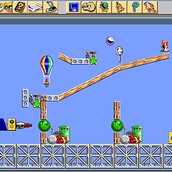 Colorful Balloon Adventure gameplay scene with engineering puzzles.