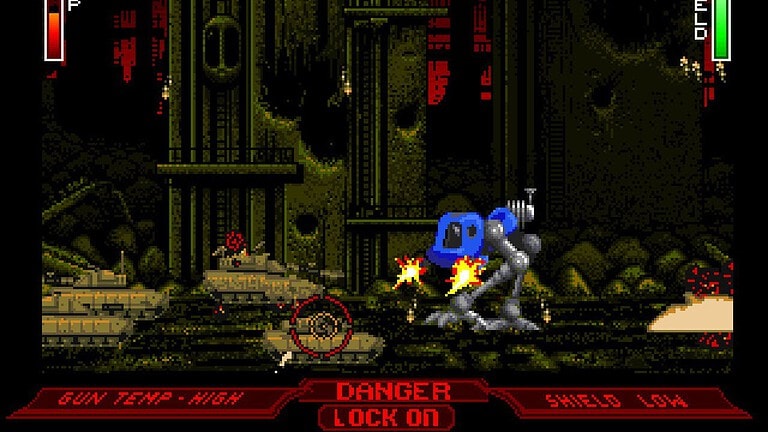 High-quality screenshot from Metal Slug depicting intense combat gameplay. Classic run-and-gun action, pixel art style, and boss fight.