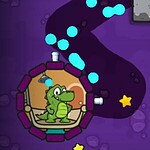 Colorful snake game with a cute green cartoon dinosaur character.