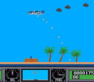 Airplane shooting at ships scene.