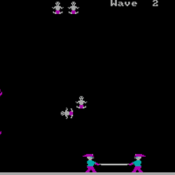 Screenshot of Space Invaders arcade game with aliens and player ships.