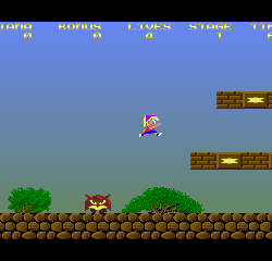 Classic Super Mario Bros. jumping over obstacles in a retro 8-bit style.